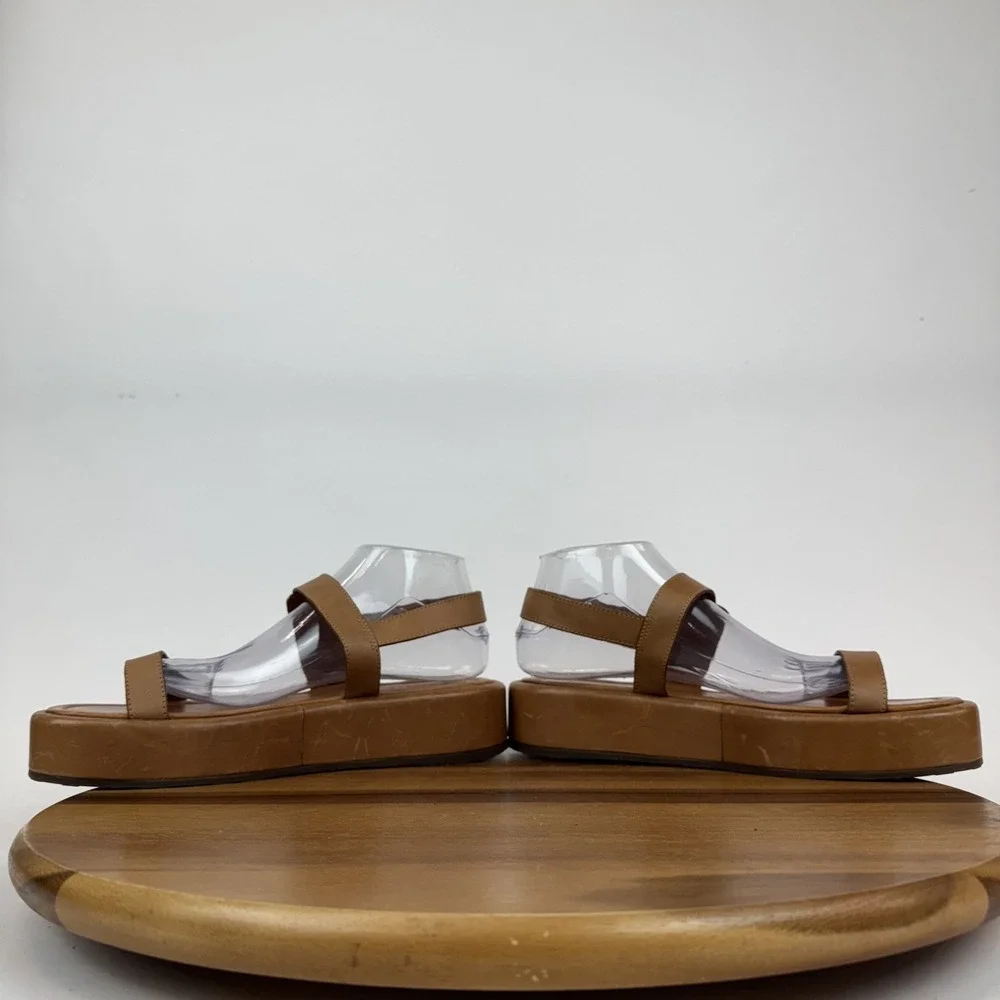 Womens Schutz Wavy Ankle Strap Brown Leather Platform Casual Sandals Size 10.5 B